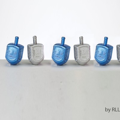 Dreidel Blue Silver Metallic