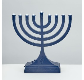 Navy Dancing Lights Musical Menorah