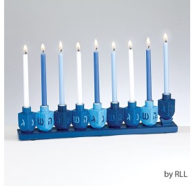 Menorah Resin Blue Dreidels