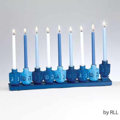 Menorah Resin Blue Dreidels