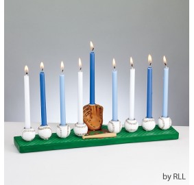 Hand-Painted Resin Baseball Menorah