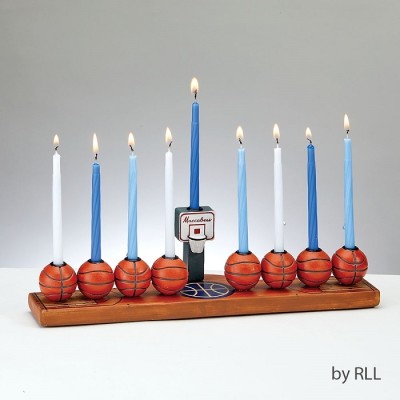 Menorah Resin Basketball Hand-Painted