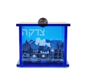 Tzedakah Box Blue Acrylic