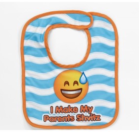 "I Make My Parents Shvitz" Printed Emoji Bib