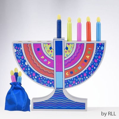 My Play Wood Menorah Removable Candles