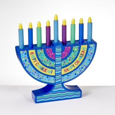 Wood Menorah With Removable Wood Candles