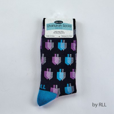 Chanukah Adult Crew Socks, Dreidels