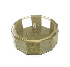 Lucite Matzah Box Hexagon - Gold