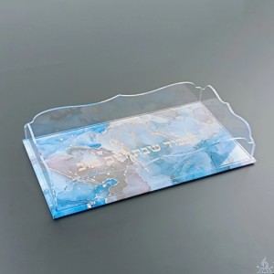 Challah Tray Acrylic Blue Marble Design