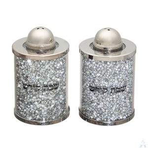 Crystal Salt & Pepper Set with Silver Stones