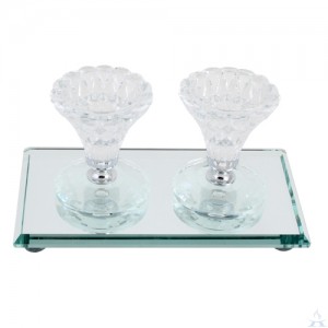 Crystal Candlesticks with Tray