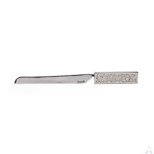 Challah Knife Porcelain White with Metal Cutout