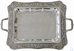Silver Plated Tray With Handles 