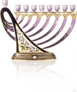 Menorah Jeweled David's Harp